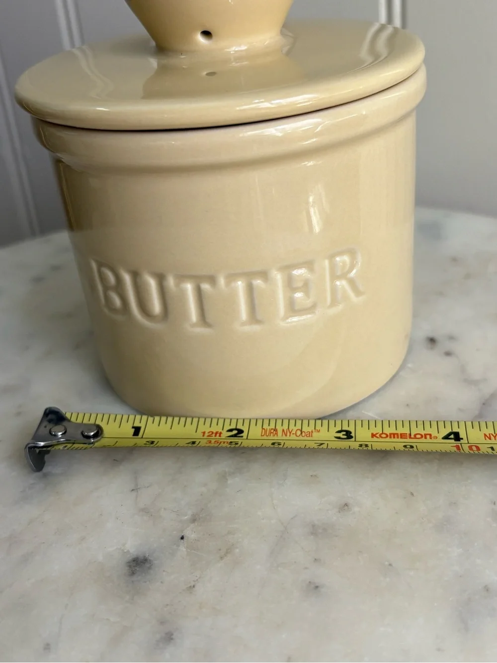 Ceramic Yellow Round Butter Bell LIKE NEW! Farmhouse Cottagecore Country Grandma